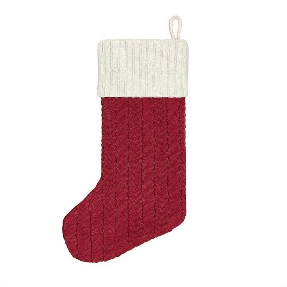 St Nicholas Square Pet Stocking XL 21 Inch Knit Paw Print Applique Red Cream - Picture 2 of 7